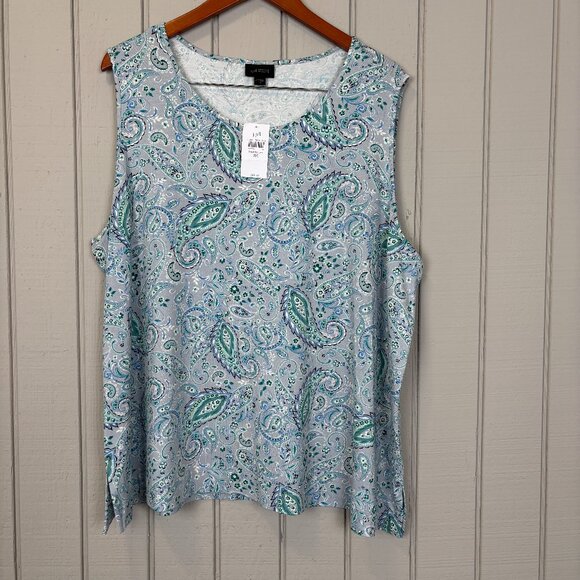 NWT J JILL WOMEN'S Blouse A Line PAISLEY-STRETCH- sleeveless Size 3X - Picture 1 of 7